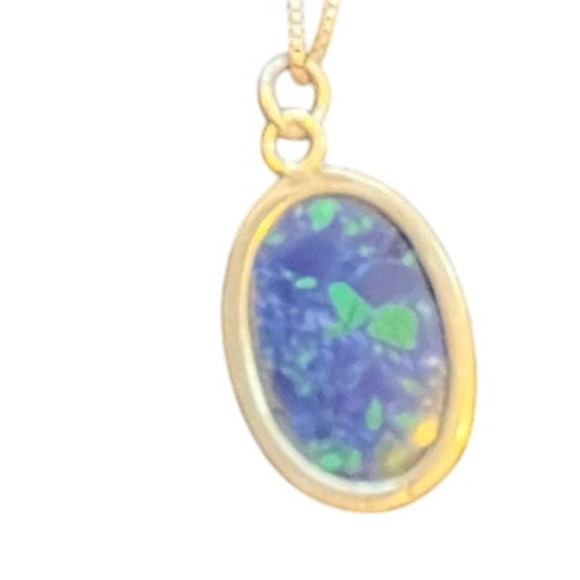 Eliat Cabochon Stone Pendant on 18" Sterling Silver Chain Vintage Necklace - Picture 3 of 6